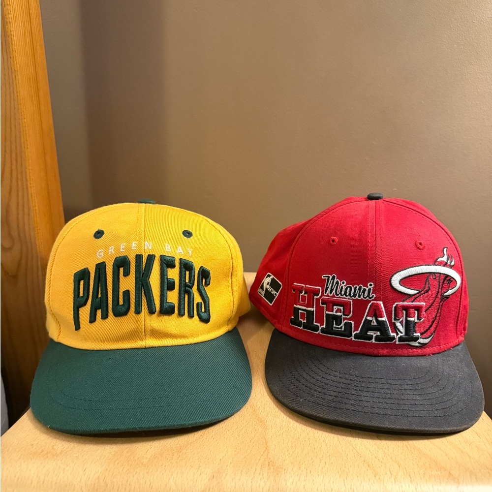 Green Bay Packers and Miami Heat Caps